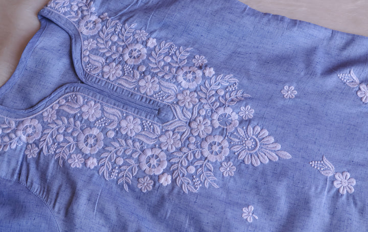 Taraa Ice Blue Cotton Kurta