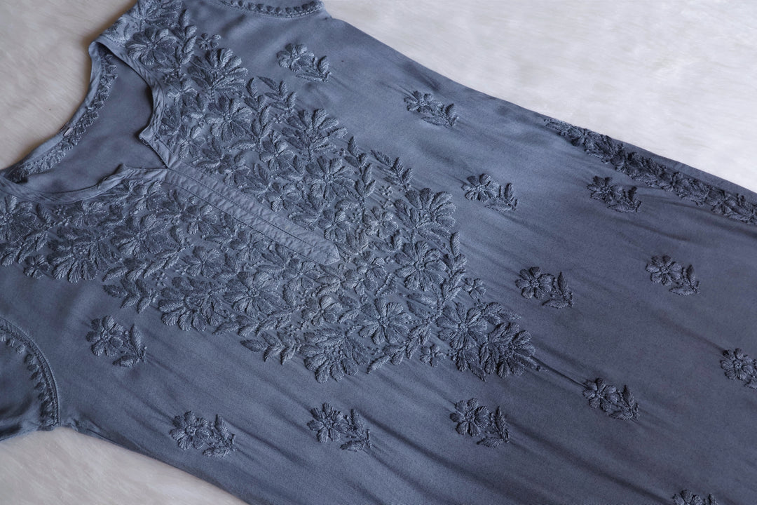 Sarah Grey Long Ombre Rayon Kurta