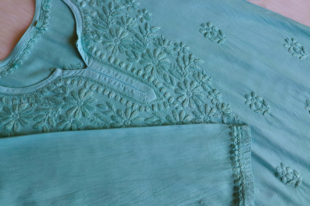 Aliyah Mint Blue Short Rayon Kurta