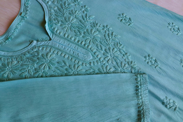 Aliyah Mint Blue Short Rayon Kurta