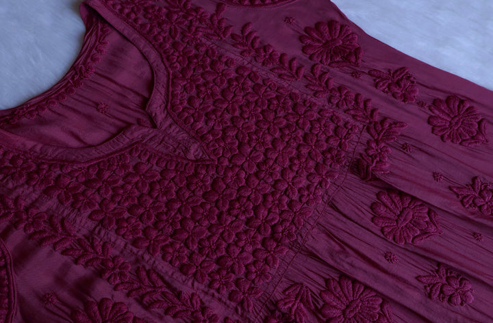 Hoor Dusty Purple 10D Pure Muslin Kurta Set