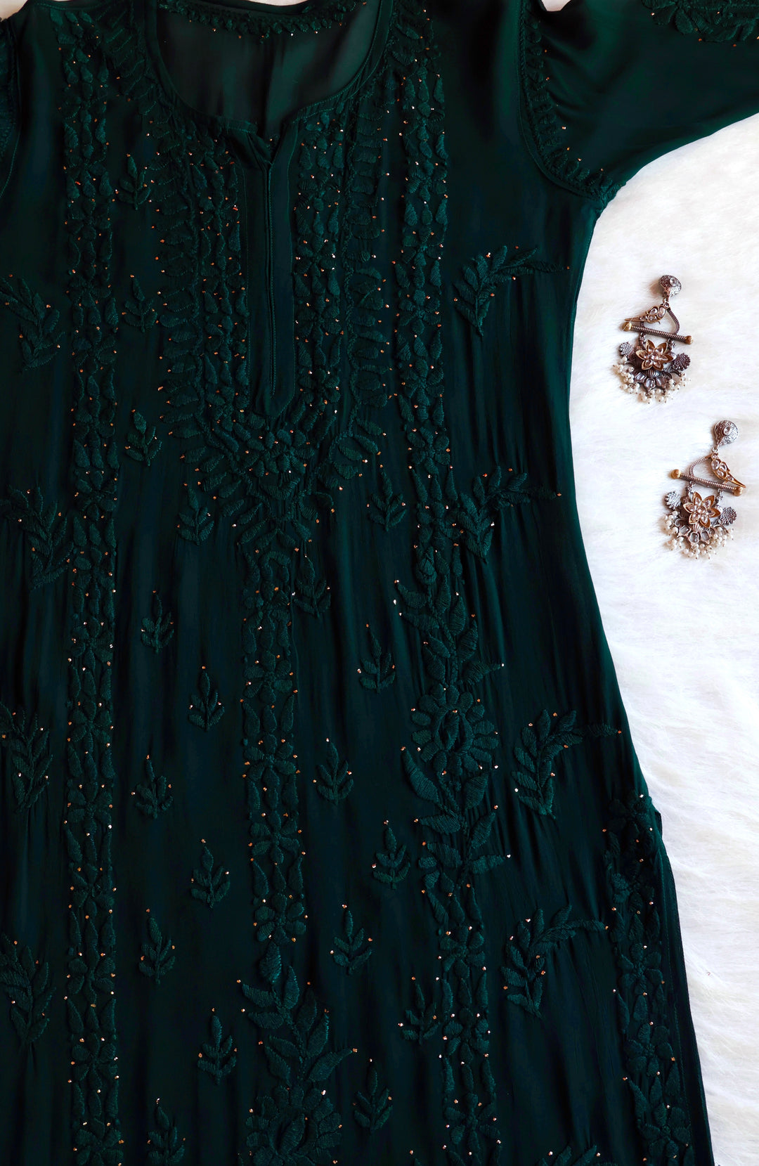 Zamda Dark Green Viscose Georgette Kurta