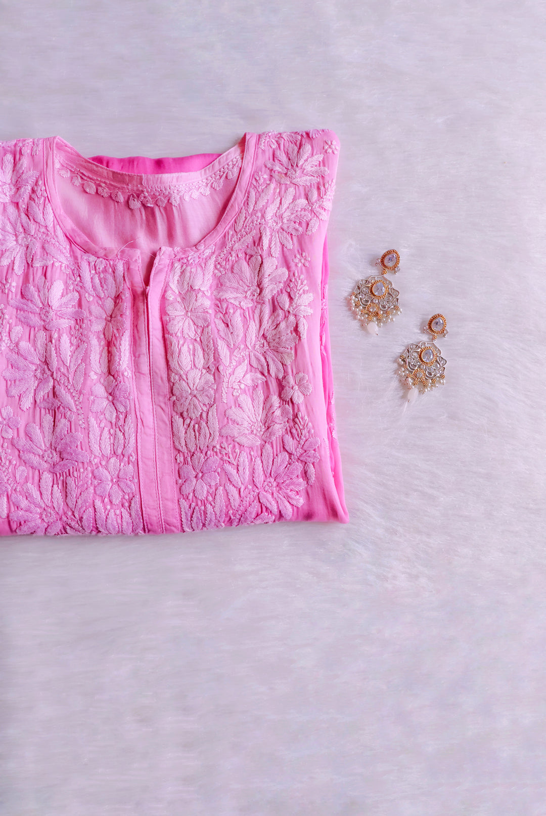 Zaryaab Baby Pink Long Modal Silk Kurta