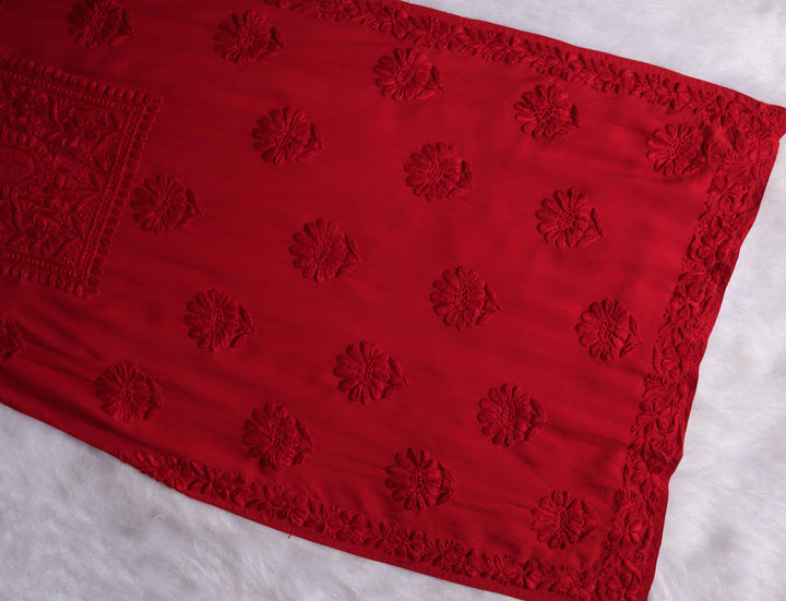 Duaa Red Modal Kurta Pant set