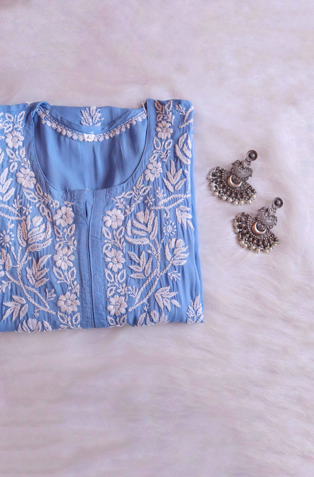 Gul Ice Blue Long Modal Kurta