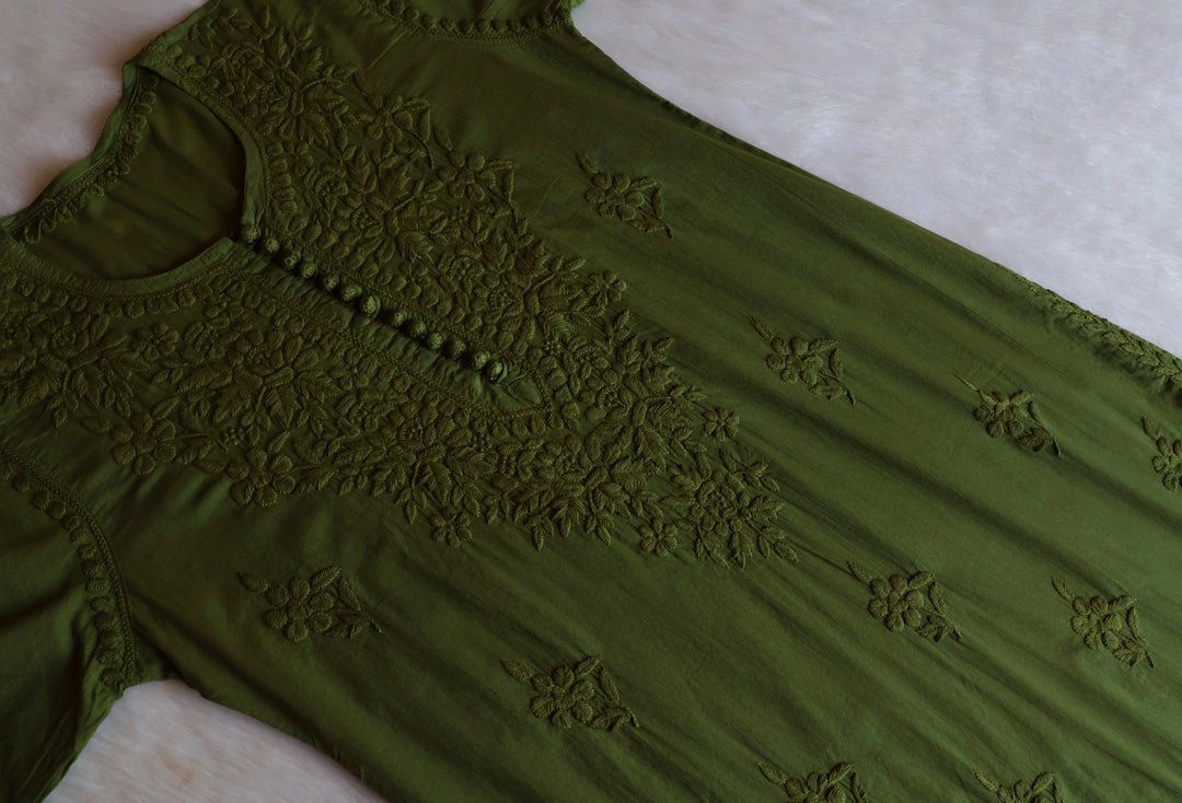 Aayat Olive Green Cotton Kurta