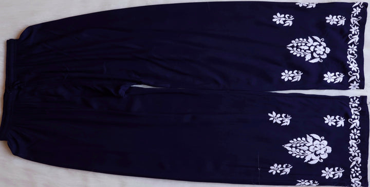 Benafsha Navy Blue Rayon Kurta Pant set