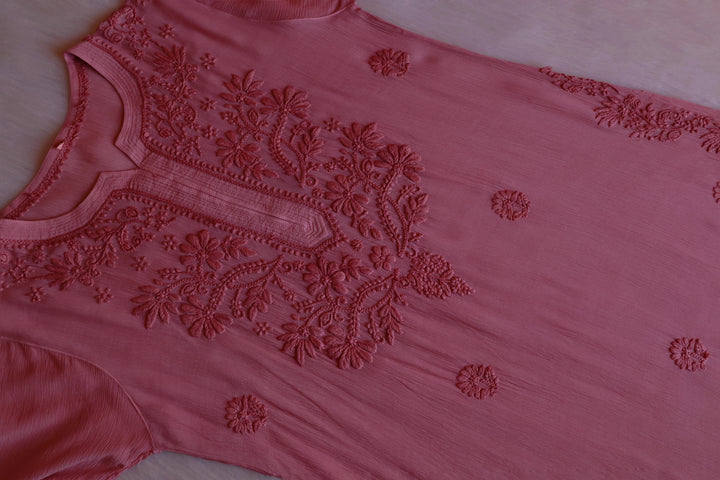 Mehr Rose Brown Pure Chiffon Kurta