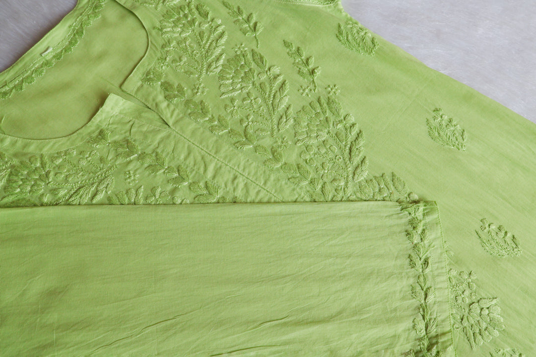 Mariam Lime Green Pure Cotton Kurta