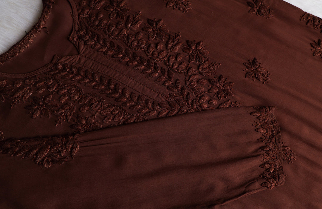 Sarah Chocolate Brown Modal short top