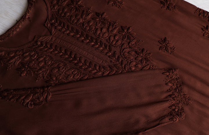 Sarah Chocolate Brown Modal short top