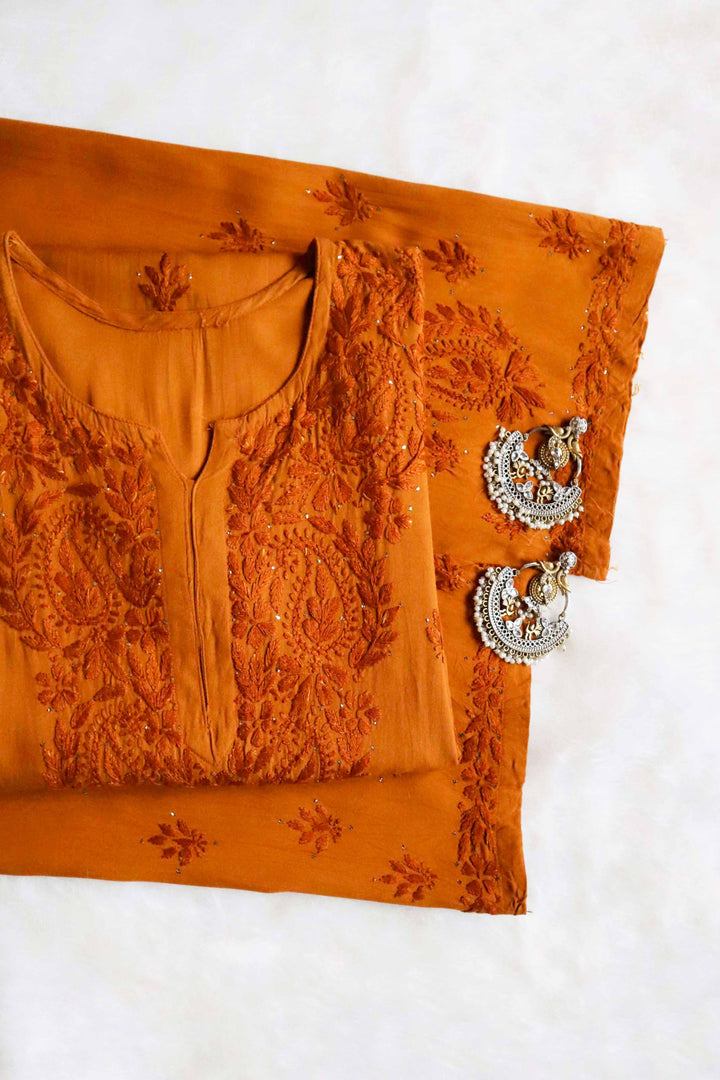 Golden Brown 2 piece Rayon Mukaish set