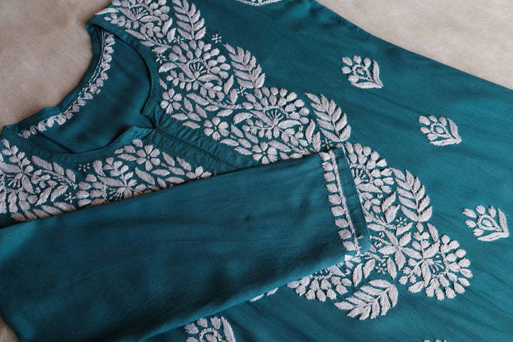 Raaha Sea Blue Long Rayon kurta
