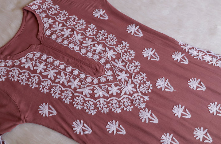 Mira Rose Brown Rayon Kurta Pant set