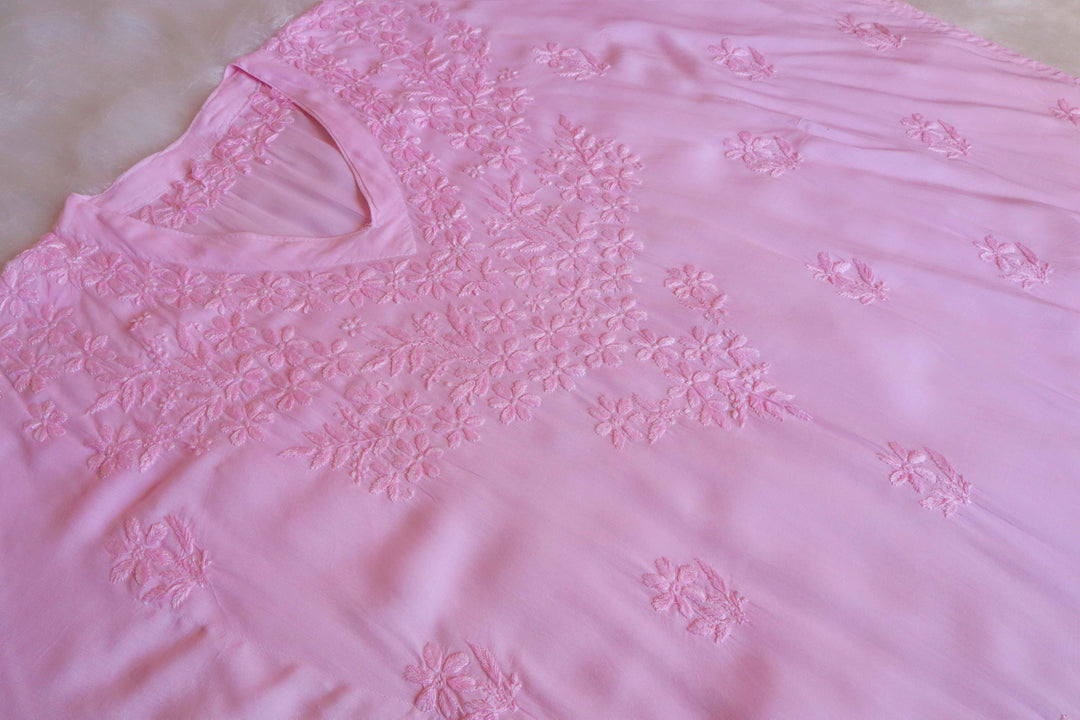 Sadiya Baby Pink Luxe Muslin Kaftan