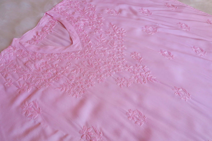 Sadiya Baby Pink Luxe Muslin Kaftan