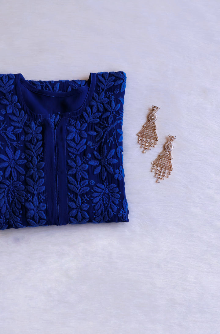 Waliya Royal Blue Viscose Georgette Kurta