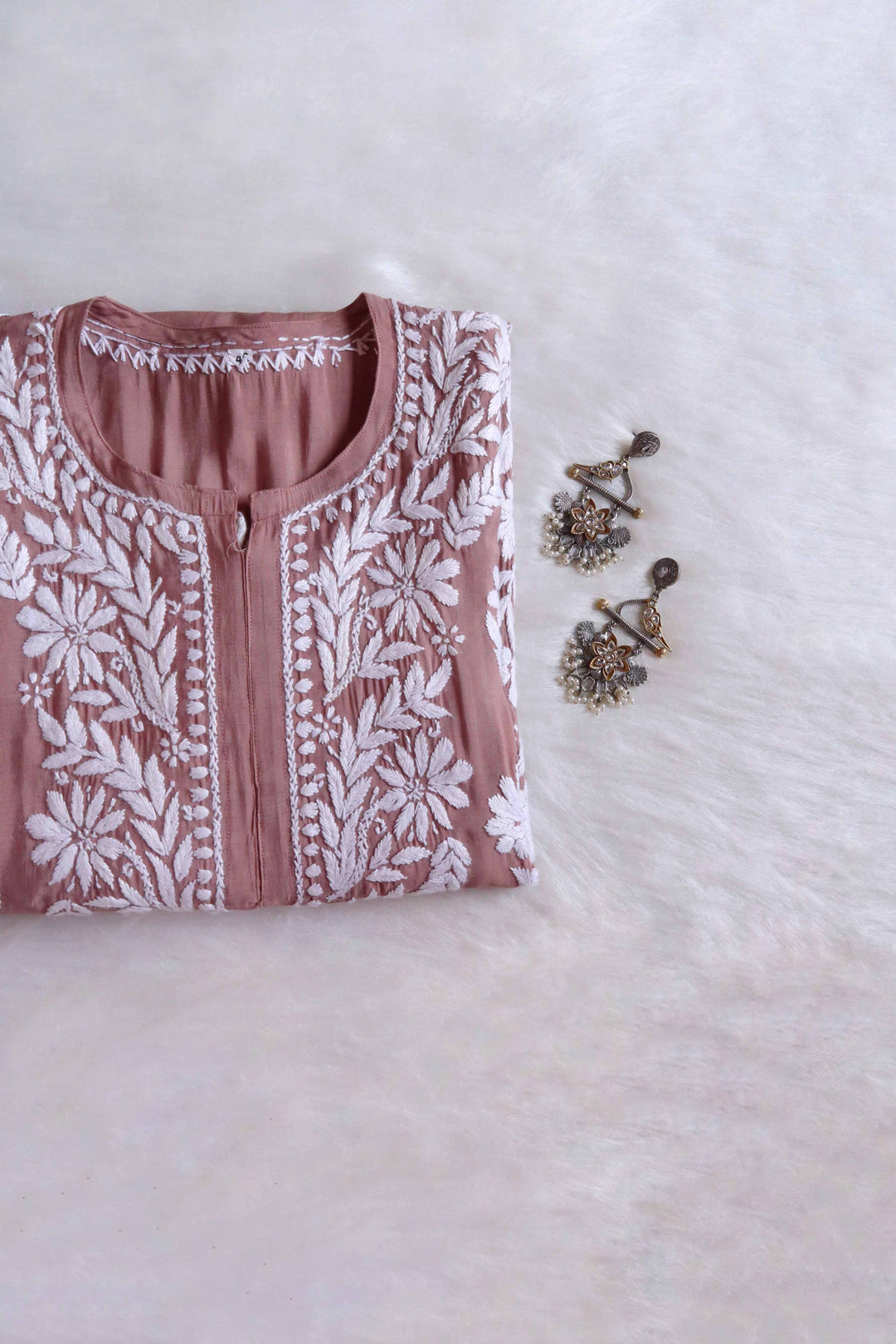 Saman Rose Brown & White Muslin Kurta