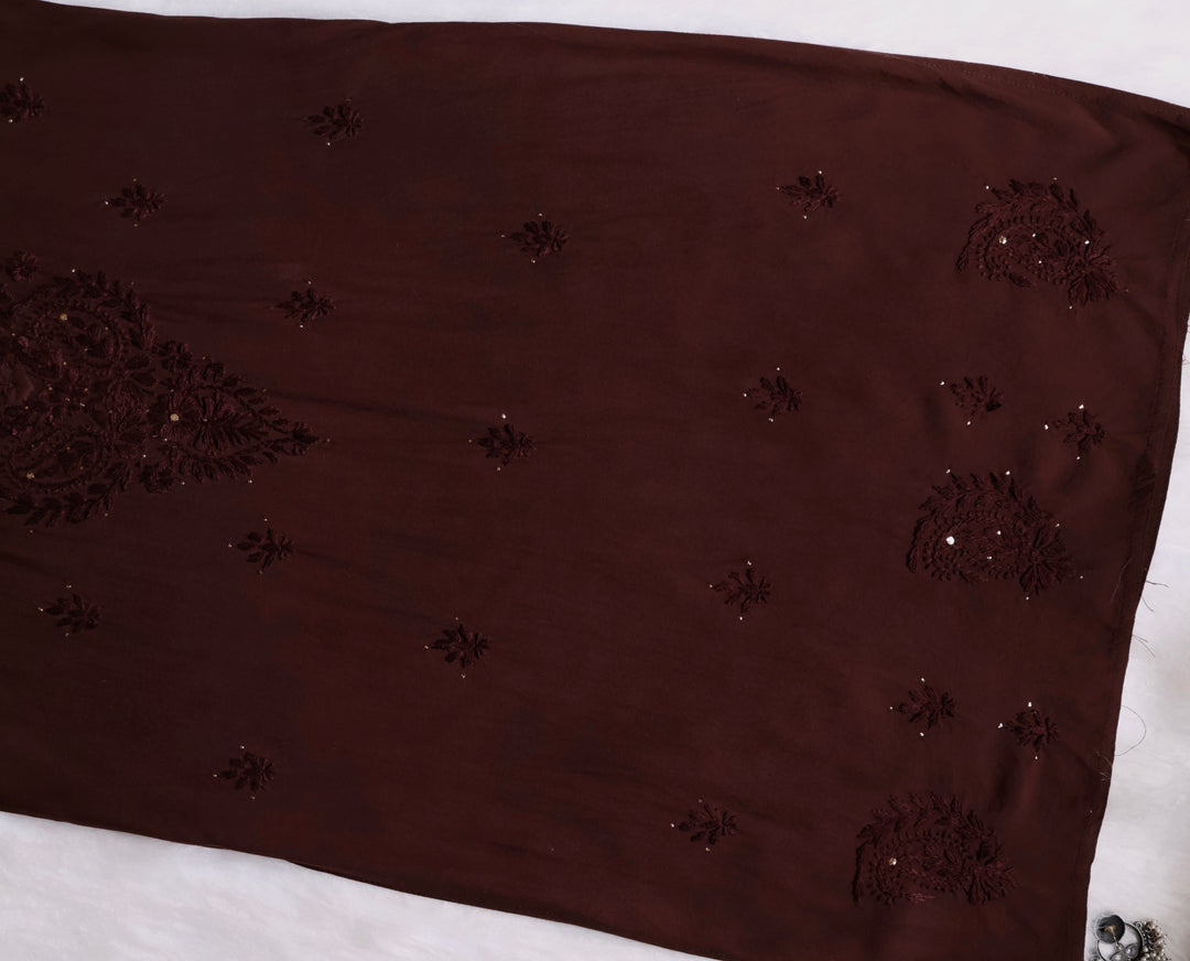 Chocolate Brown 2 piece Rayon Mukaish set