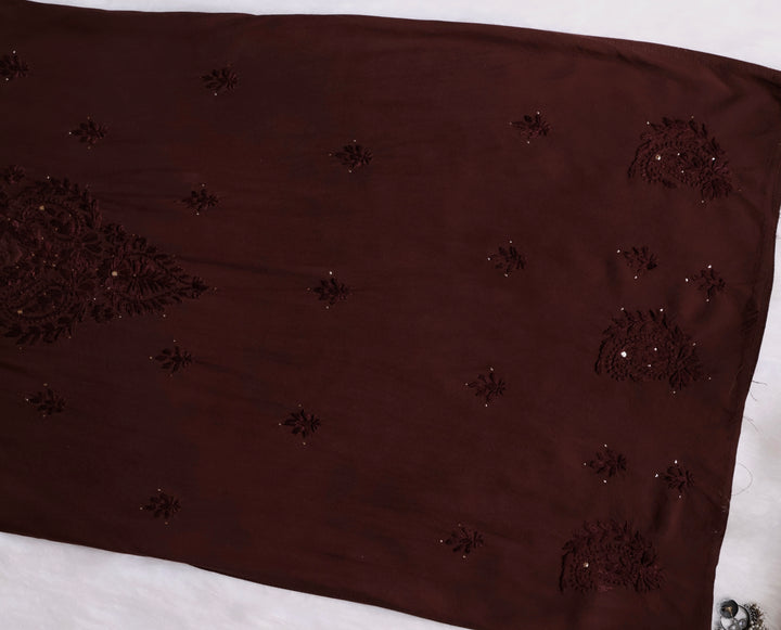 Chocolate Brown 2 piece Rayon Mukaish set