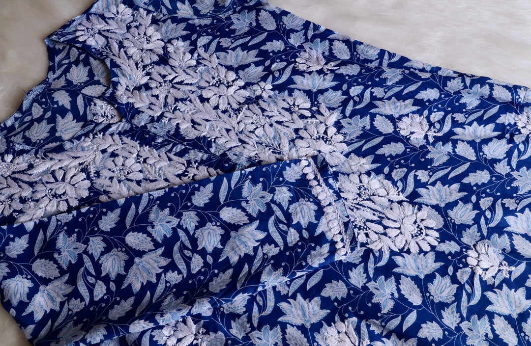 Haala Royal Blue Mulmul Long Kurta