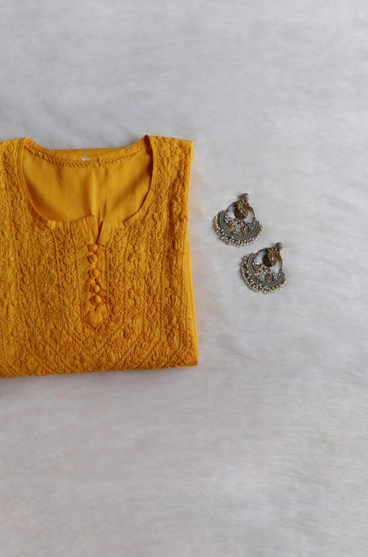 Haania Yellow Long Cotton Kurta