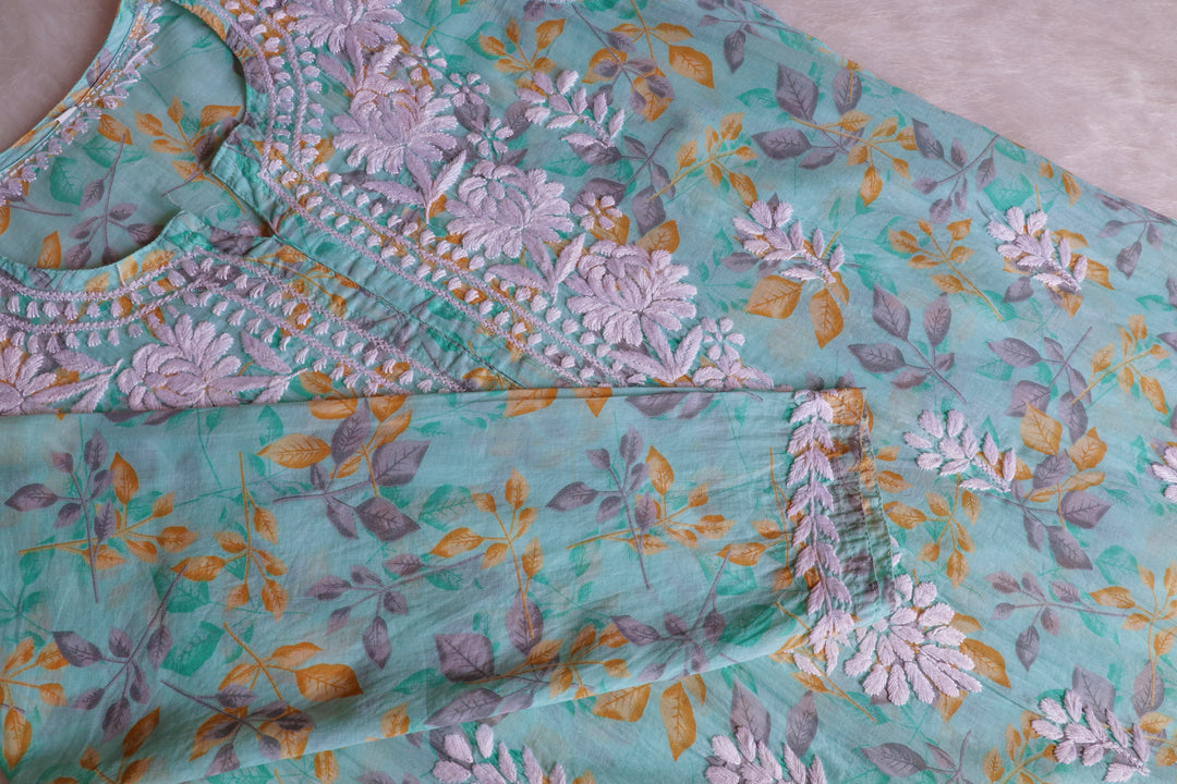 Iris Mint Green Pure Mulmul set