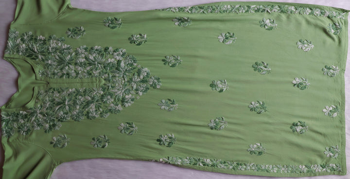Nuresa Green Ombre Thread Long Rayon Kurta
