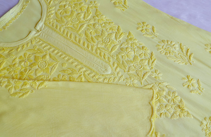 Alishba Lemon Yellow Scalloped Rayon set
