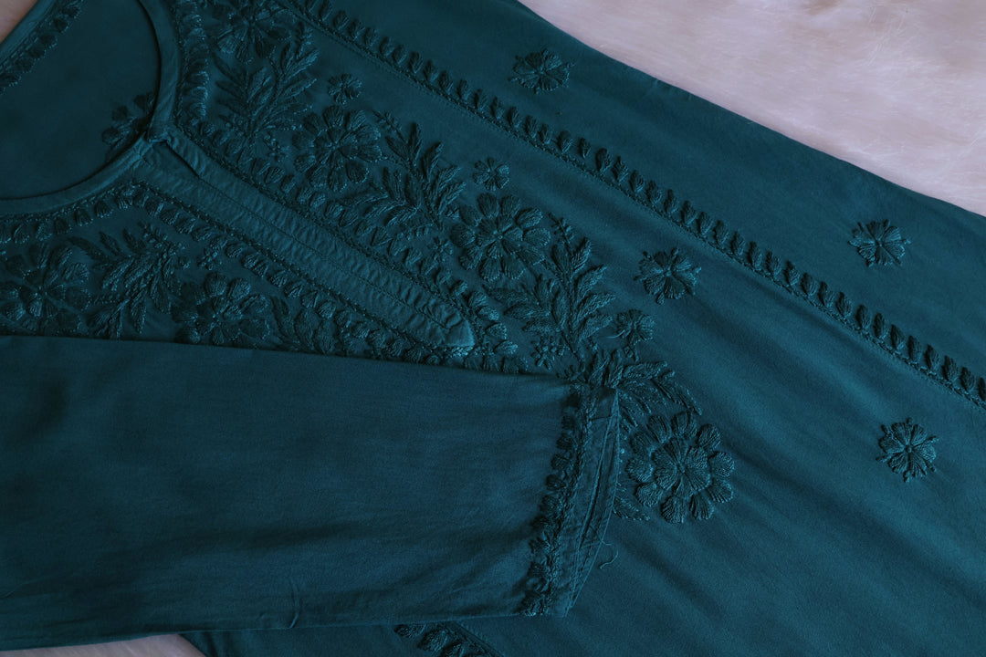 Zainab Sea Blue Ombre Long Rayon Kurta