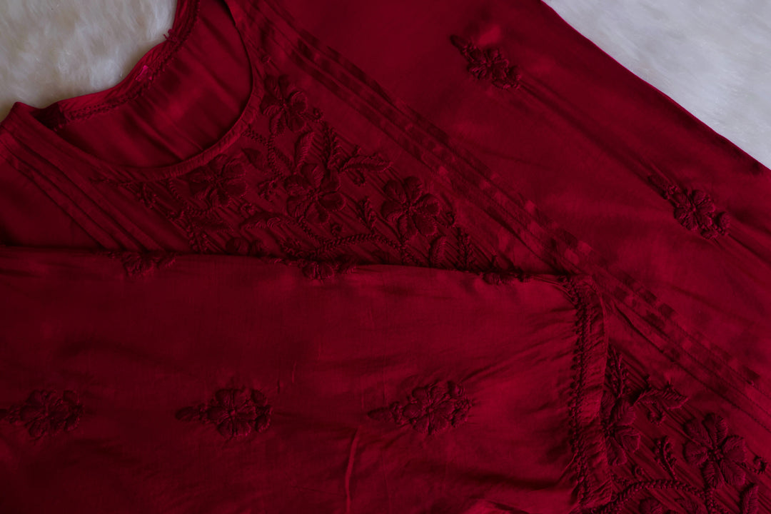 Mayra Maroon Pure Muslin Kurta