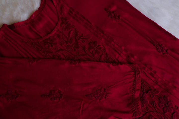 Mayra Maroon Pure Muslin Kurta