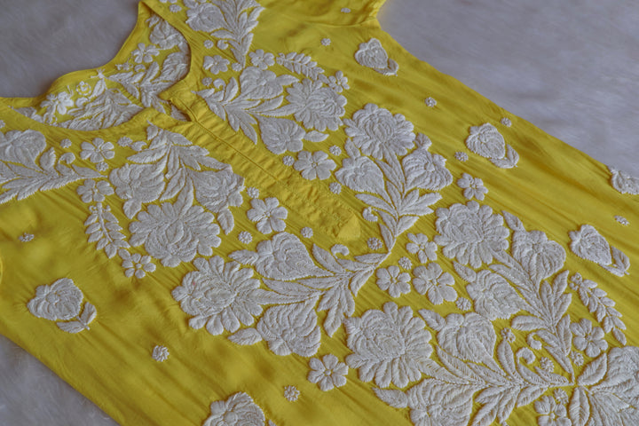 Noor Yellow 10D Pure Muslin Scalloped Kurta Set