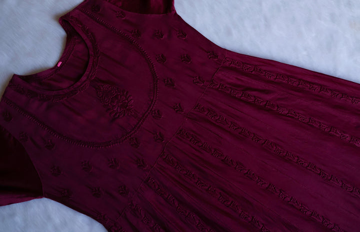 Naqsh Deep Purple Pure Chanderi Silk Anarkali