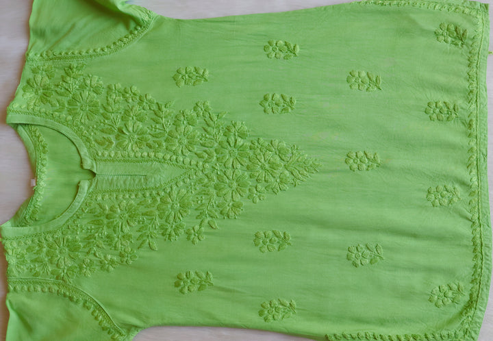 Aliyah Lime Green Short Rayon Kurta