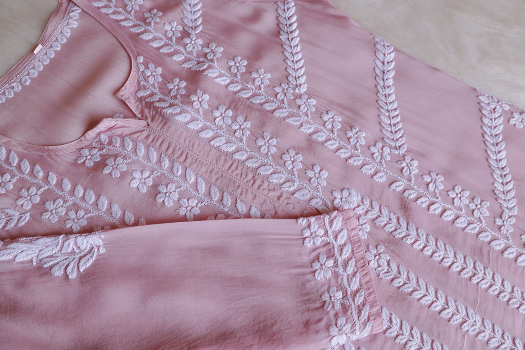 Hanaa Dusty Rose Crepe Silk Kurta