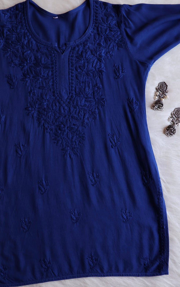 Nora Royal Blue Short Rayon Kurta
