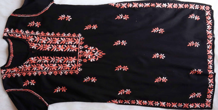 Gul-e-Jahaan Black & Peach Cotton Kurta