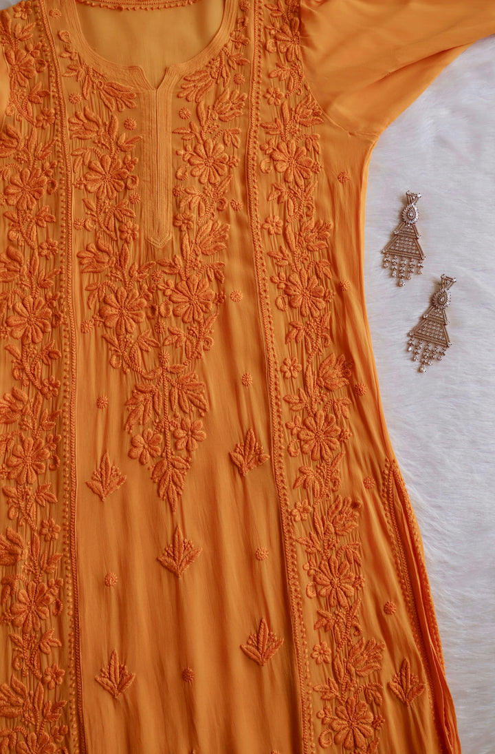 Mahnoor Mustard Viscose Georgette Kurta