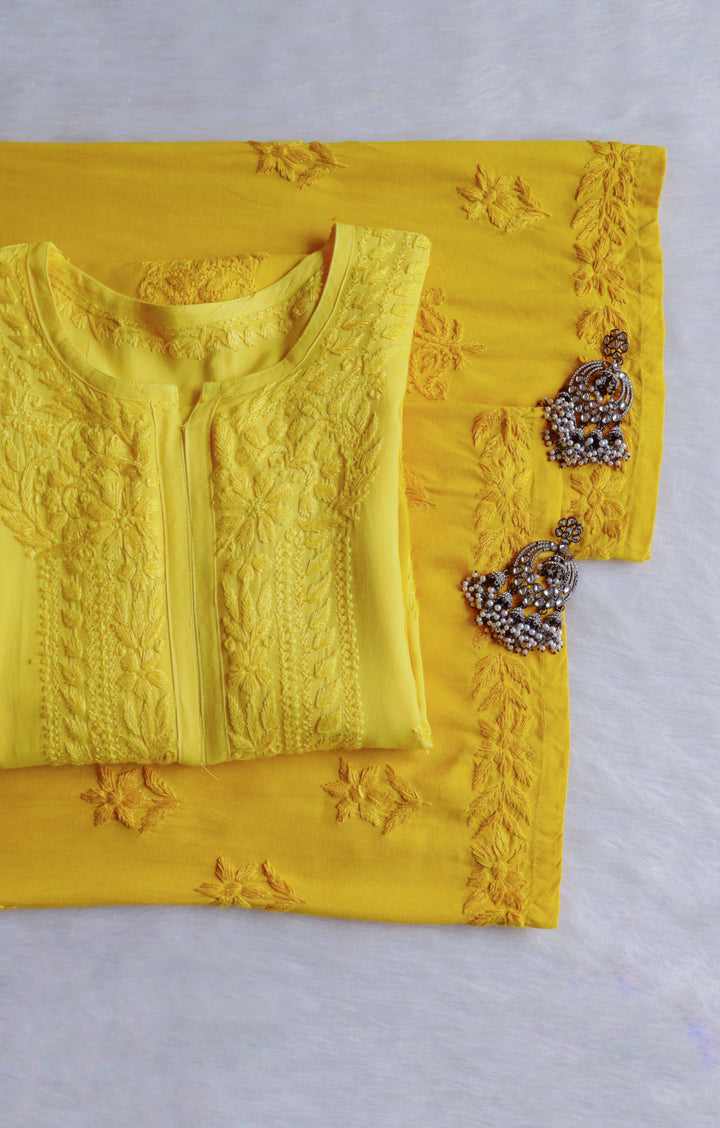Nagma Yellow 2 piece Rayon set