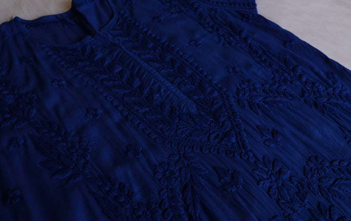 Saba Royal Blue 3D Pure Cotton Kurta