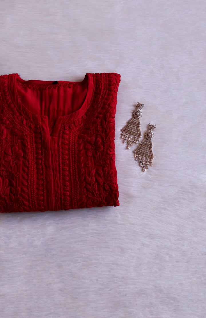 Haya Maroon Pure Crepe Kurta