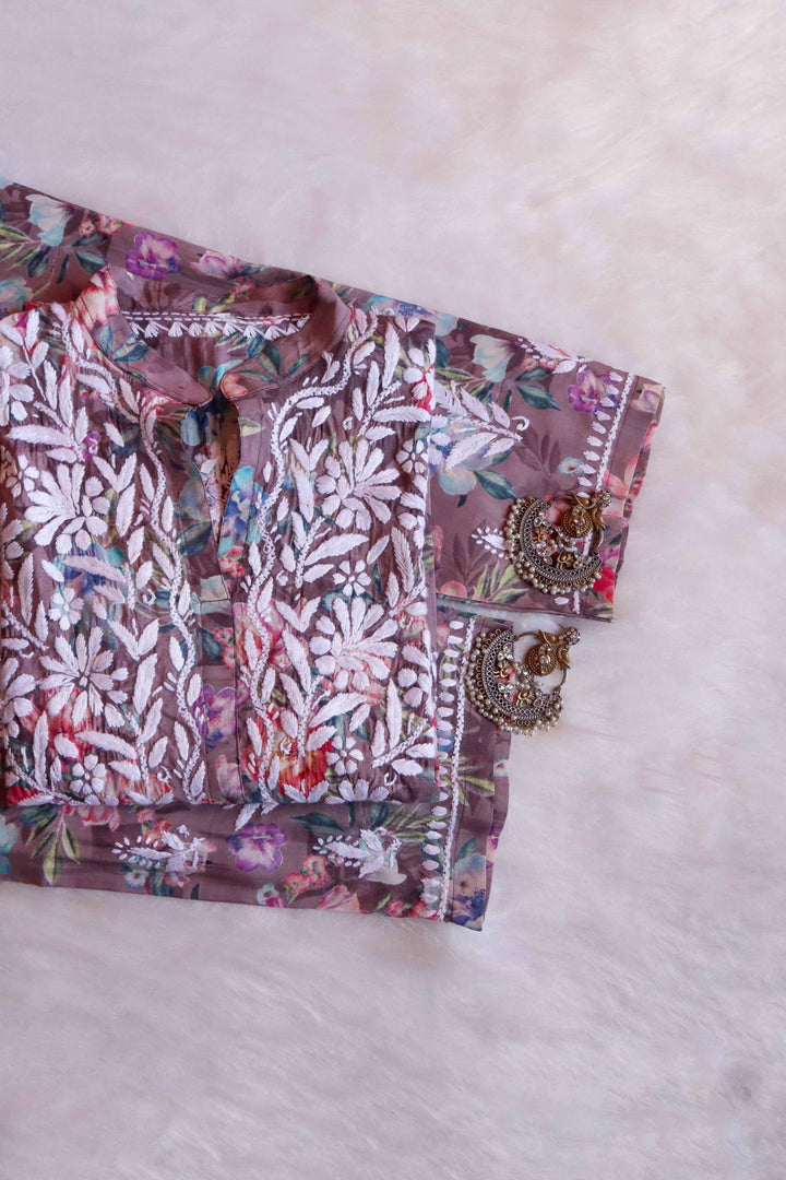 Jannat Dusty Purple Chanderi Coord setn