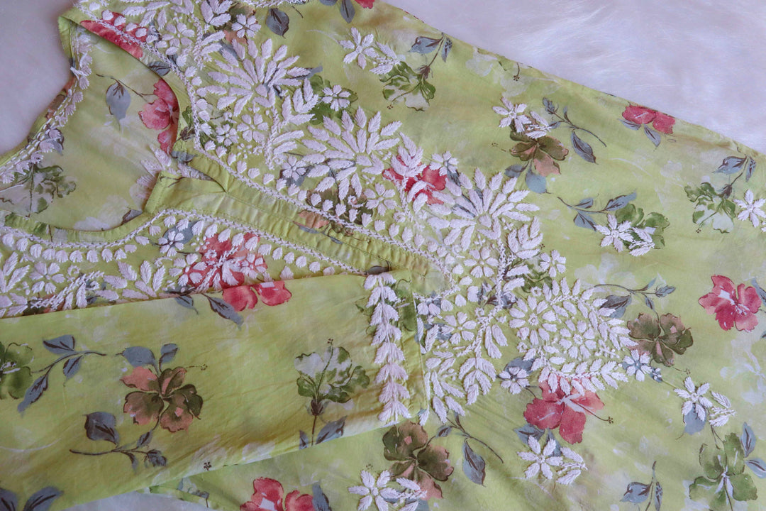 Dahlia Green Pure Mulmul set