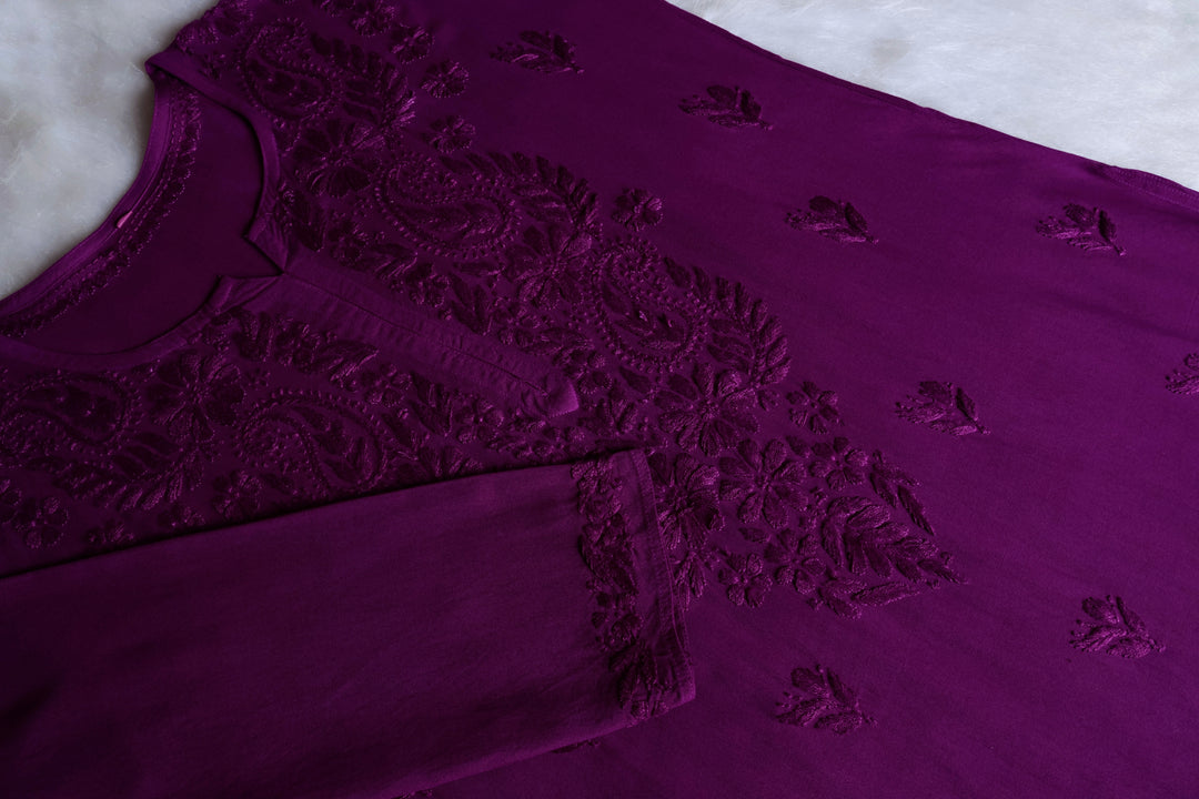 Zahrah Deep Purple Long Rayon Kurta