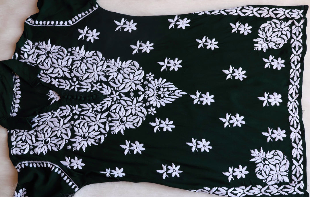 Maahi Deep Green Rayon Coord set - Noor Chikankari