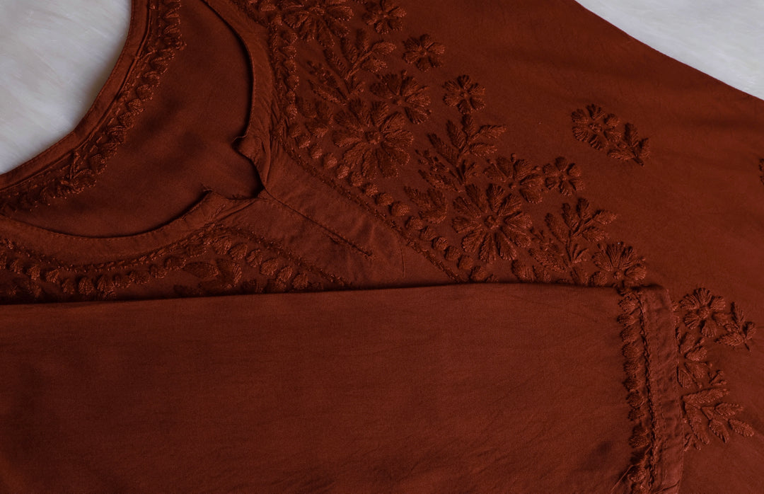 Aliyah Brown Short Rayon Kurta