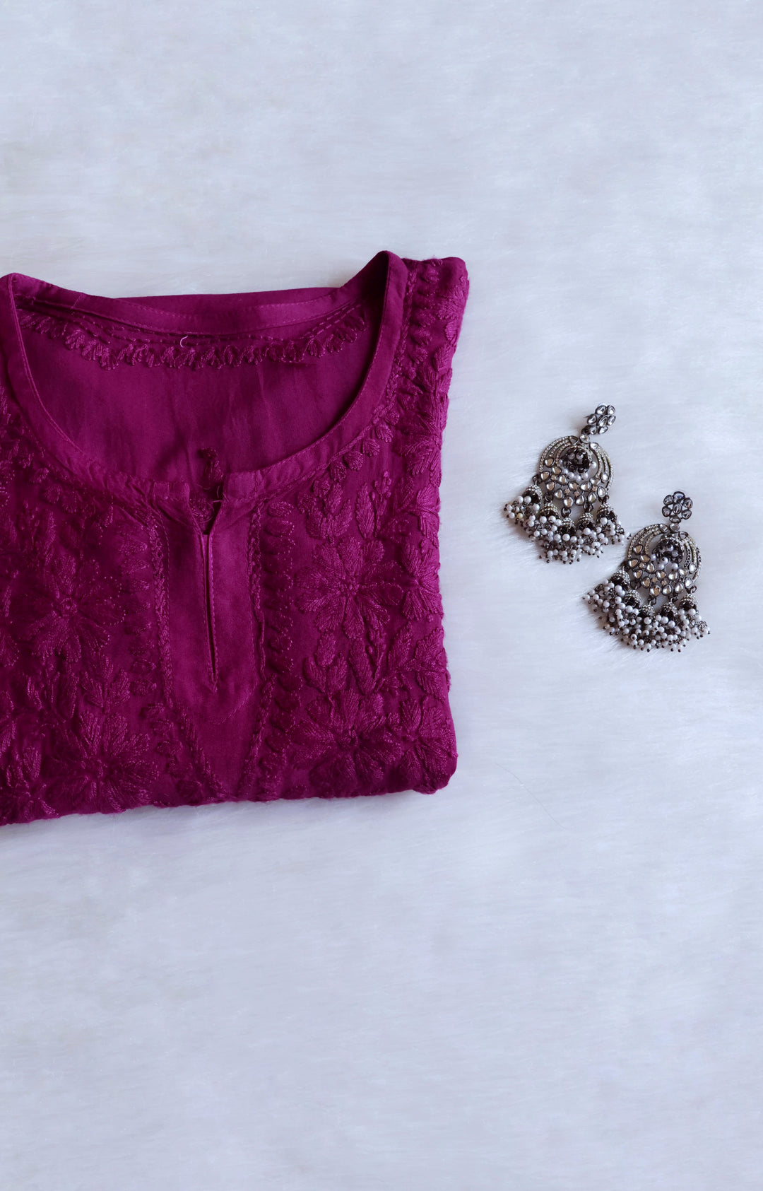 Aliyah Deep Plum Short Rayon Kurta