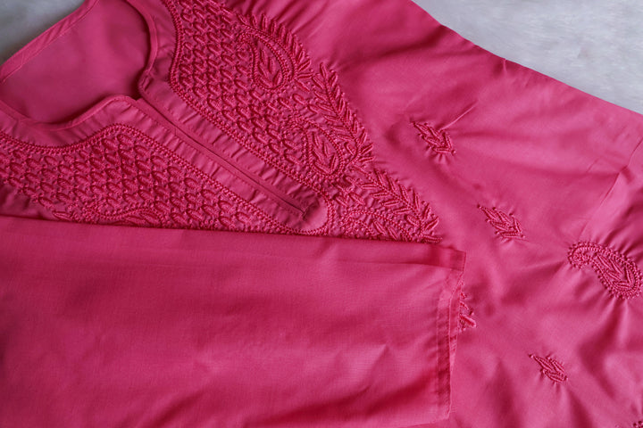 Zahra Mauve Pink Cotton Kurta - Noor Chikankari