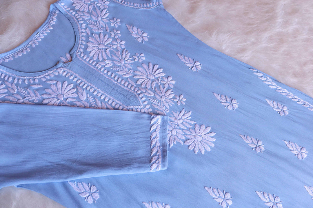 Duaa Ice Blue Long Rayon kurta